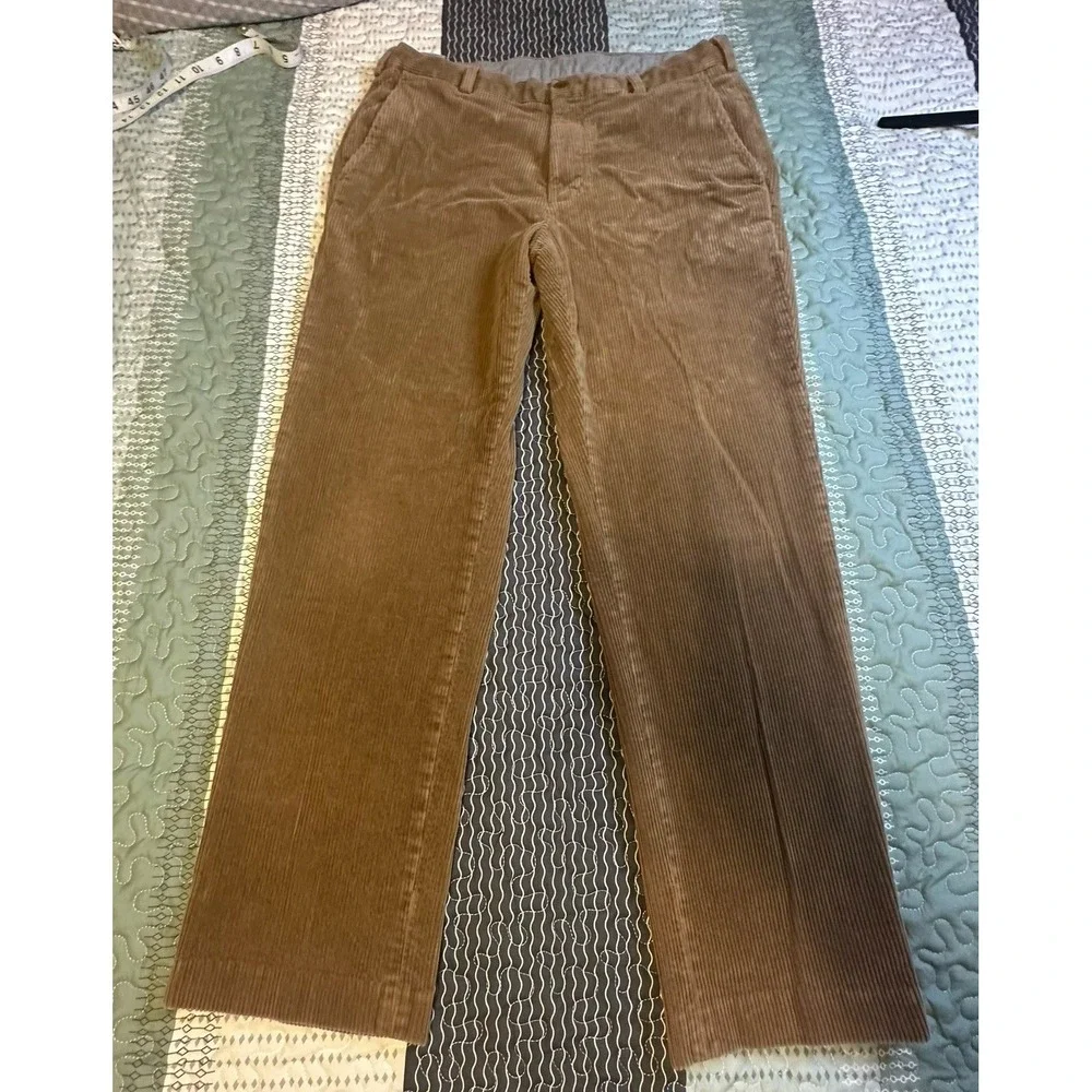 Brooks Brothers Clark Fit Corduroy Pants Men's W34 L30‎ Tan Stretch Cotton